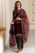 3 Piece Embroidered Velvet Shirt and Trouser with Embroidered Organza Dupatta