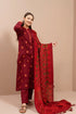 Click to enlarge 3 Piece Embroidered Dhanak Shirt WithPrinted Wool Shawl